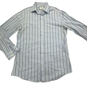 Charles Tyrwhitt Dress Shirt Mens 16 Blue Striped Classic Slim Fit Button Down